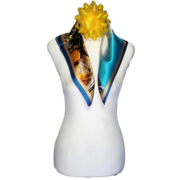 NWT Genuine 100% Mulberry Silk Satin Scarf 20"x20" Small Square Shawl 5455 - Picture 5 of 7